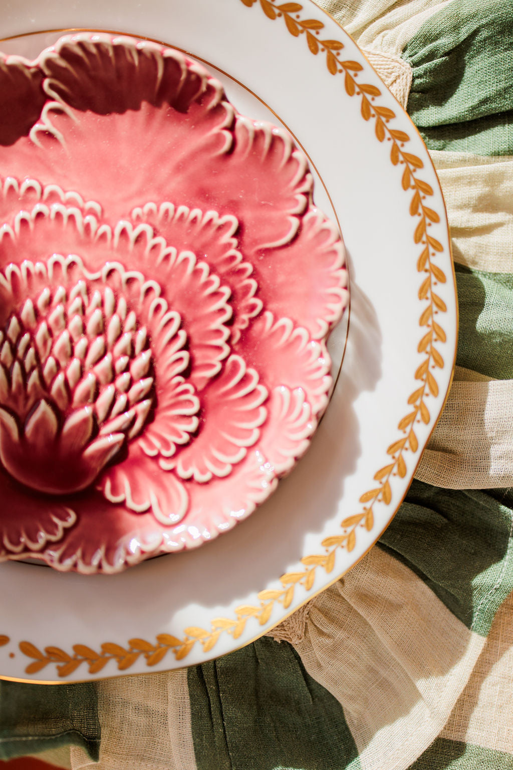 Sea Green Ruffle Stripe Tablecloth