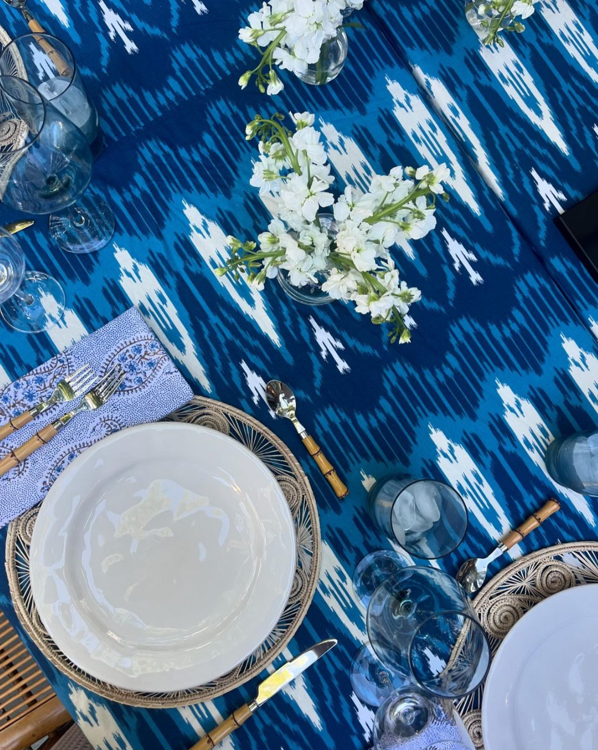 Blue Ikat Tablecloth