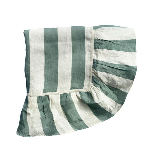 Sea Green Ruffle Stripe Tablecloth