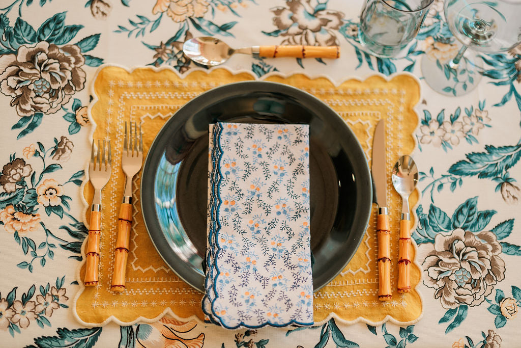 Blue Floral Tablecloth